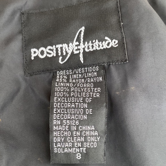 Positive Attitude Black with Embroidered Details Dress. Size 8 - Picture 5 of 5